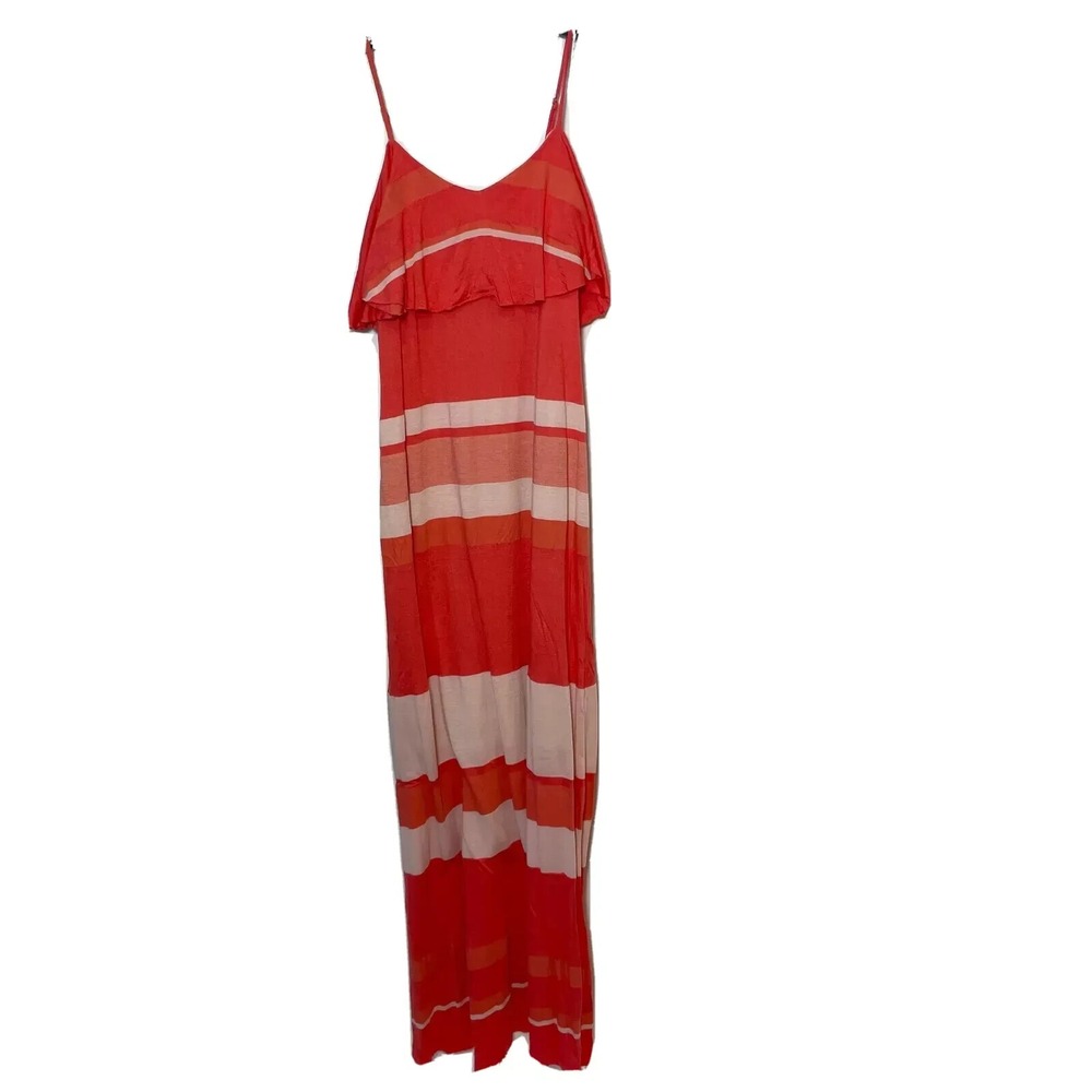Cynthia Steffe Maxi Long Sundress Womens Size S Orange Striped Sleeveless Beach